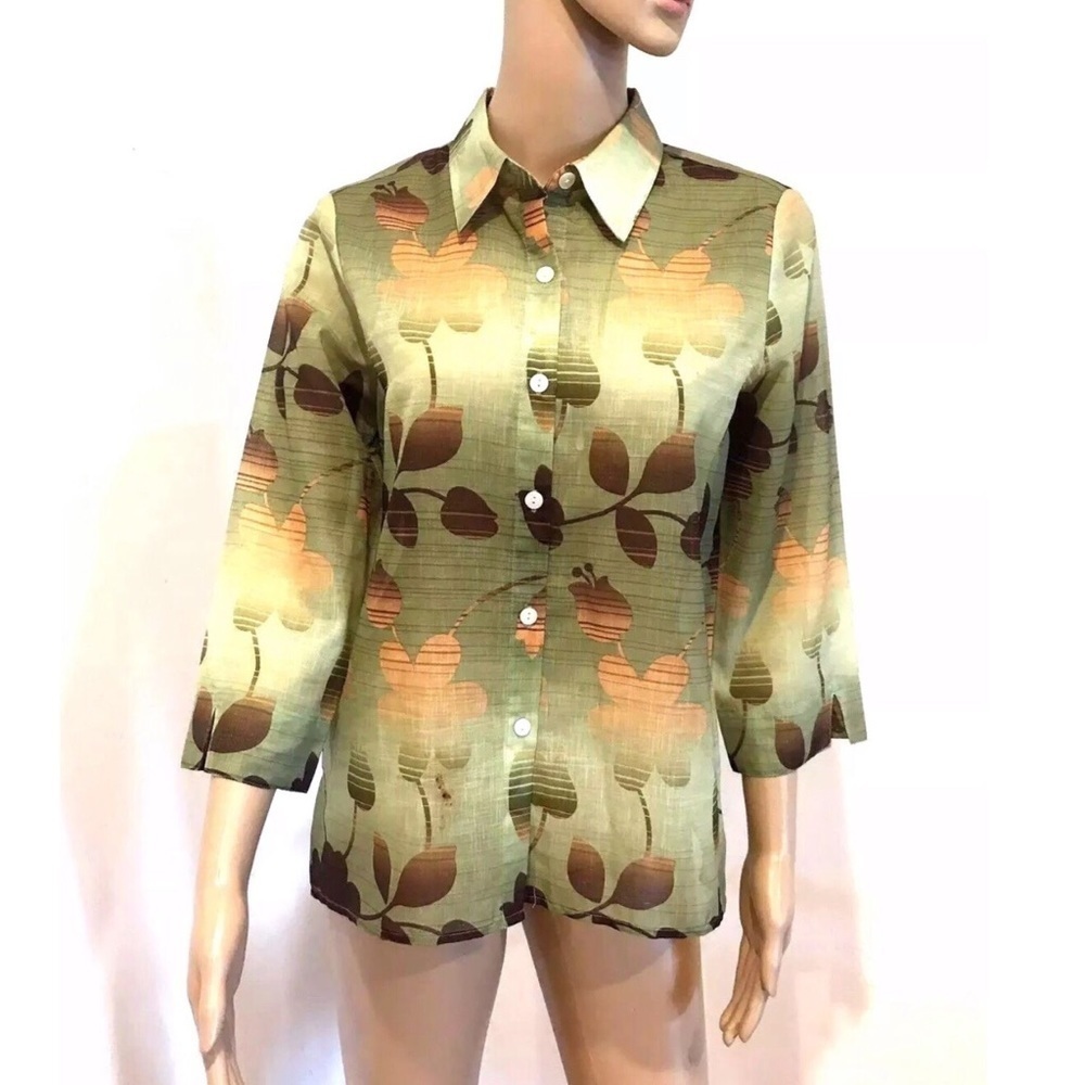 Alfred Dunner Floral Button Front Shirt 8P Petite